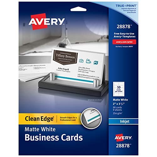 Avery Printable Business Cards, Inkjet Printers, 90 Cards, 2 x 3.5, Clean  Edge, Heavyweight (28878)