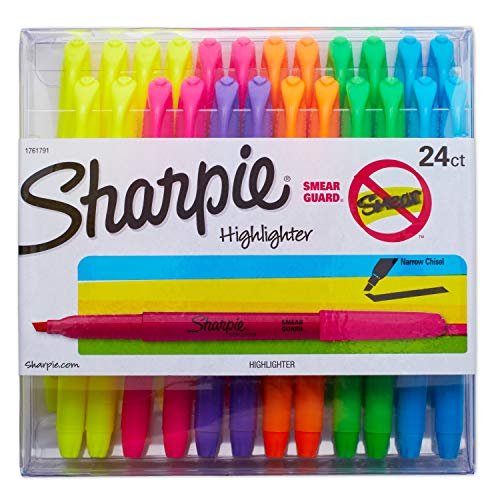 SHARPIE Pocket Style Highlighters, Chisel Tip, Assorted Colors, 24 Count