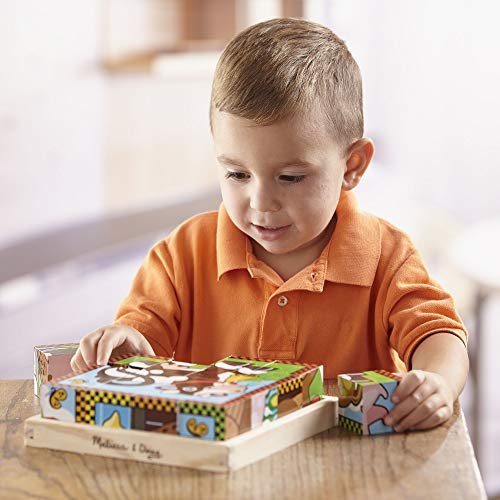 Melissa & Doug Pets Wooden Cube Puzzle With Storage Tray (16 pcs