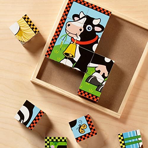 Melissa & Doug Pets Wooden Cube Puzzle With Storage Tray (16 pcs