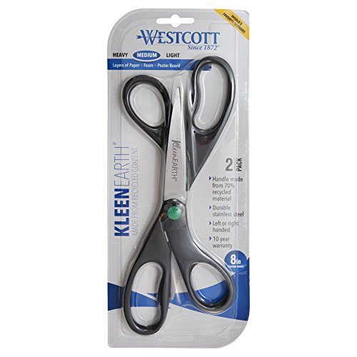 Westcott Kleenearth Recycled Scissors 8 Long Black 2/pack 15179 : Target