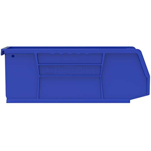 Akro-Mils 30224 AkroBins Plastic Hanging Stackable Storage Organizer Bin,  11-Inch x 4-Inch x 4-Inch, Blue, 12-Pack - Open Home Storage Bins 