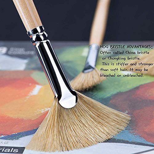 Fan Brush for Painting Hog Bristle Hair 3pcs Artist Soft Anti-Shedding  Paint Brushes for Acrylic Watercolor Oil Painting