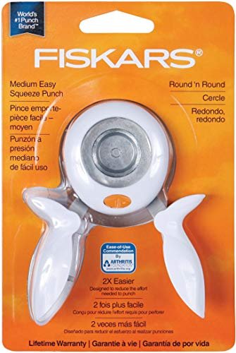 Fiskars 174360-1001 Medium Circle Squeeze Punch, 1 Inch, White , Navy Blue  - Imported Products from USA - iBhejo