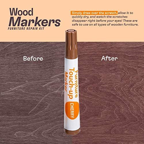 Katzco Furniture Repair Kit Wood Markers - Set of 13 - Markers and Wax  Sticks with Sharpener - for Stains, Scratches, Floors, Tables, Desks