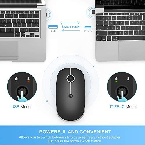 Vssoplor Type C Wireless Mouse, Usb C Macbook Wireless Mouse Dual Mode 2.4G  Cordless Mice With Nano Usb And Type C Receiver Compatible With Pc, Lapto -  Imported Products from USA - iBhejo