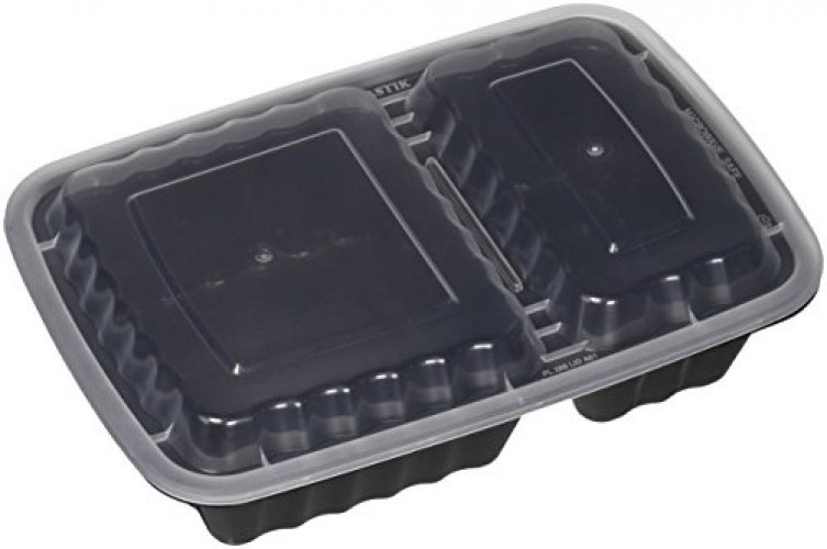 Freshware 15-Pack 2 Compartment Bento Lunch Boxes with Lids - Meal