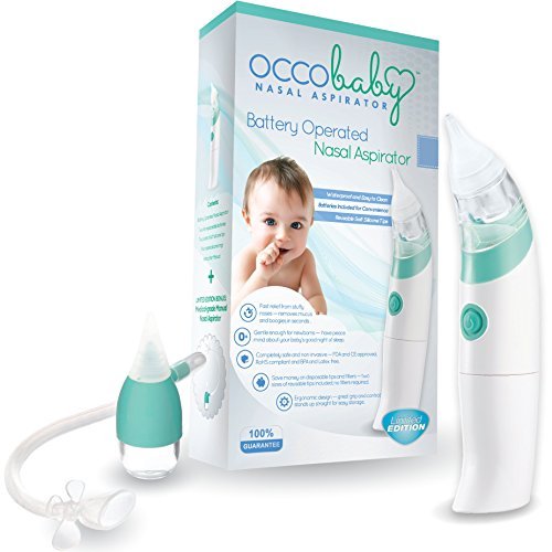 OCCObaby Baby Nasal Aspirator - 2 PK Baby Nose Suction Kit- Battery  Operated Baby Nose Cleaner and Manual Baby Nose Sucker for Newborns,  Infants and