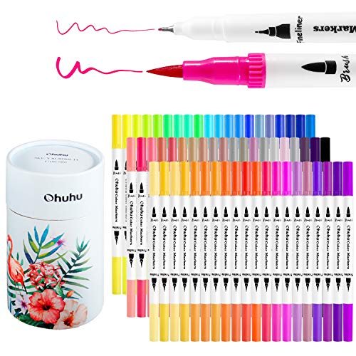 Ohuhu Markers for Adult Coloring Books: 160 Colors Coloring Markers Dual  Tips Fine & Brush Pens Water-Based Art Markers for Kids Adults Drawing
