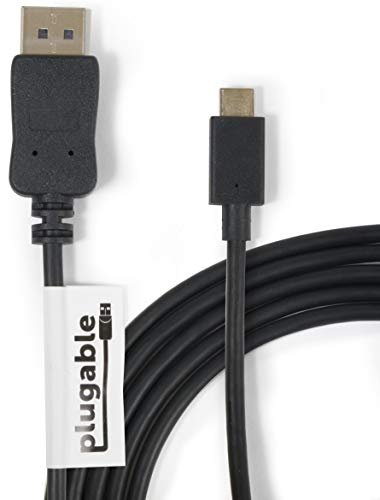 Plugable USB C to DisplayPort Cable 6 feet (1.8m), Up to 4K at 60Hz, USB C  DisplayPort Cable - Compatible with Thunderbolt and USB-C - Driverless