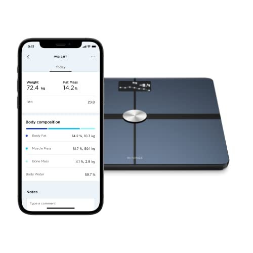  Withings Body+ - Digital Wi-Fi Smart Scale with Automatic  Smartphone App Sync, Full Body Composition Including, Body Fat, BMI, Water  Percentage, Muscle & Bone Mass, with Pregnancy Tracker & Baby Mode 