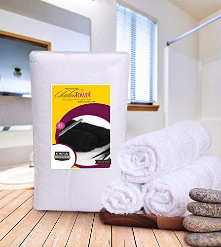 Utopia Towels - Salon Towel, Pack Of 24 (Not Bleach Proof, 16 X 27 Inches)  Highly Absorbent Cotton Towels For Hand, Gym, Beauty, Spa, And Home Hair C  - Imported Products from USA - iBhejo