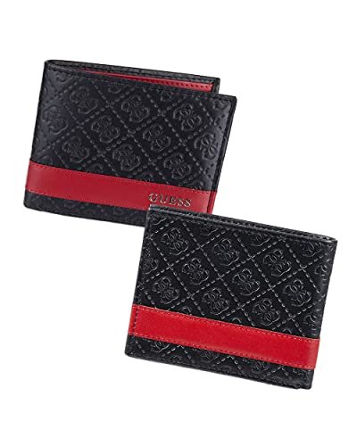 Men's Bifold Black Red Leather Guess Wallet