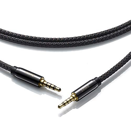  Zeskit Premium 3.5mm Jack Male to Male AUX Audio Cable, TRRS 4  Poles for Headphones with Mic, Speakers - 4ft : Electronics