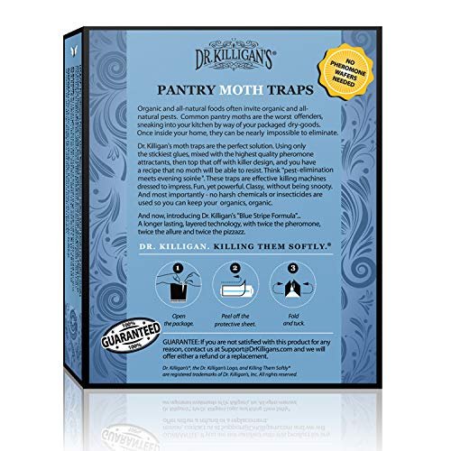 Dr. Killigan's Premium Pantry Moth Traps with Pheromone Attractant | Safe, Non-Toxic with No Insecticides | Sticky Glue Trap, Black