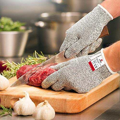 NoCry Premium Cut Resistant Gloves Food Grade — Level 5 Protection;  Ambidextrous; Machine Washable; Superior Comfort and Dexterity; Lightweight