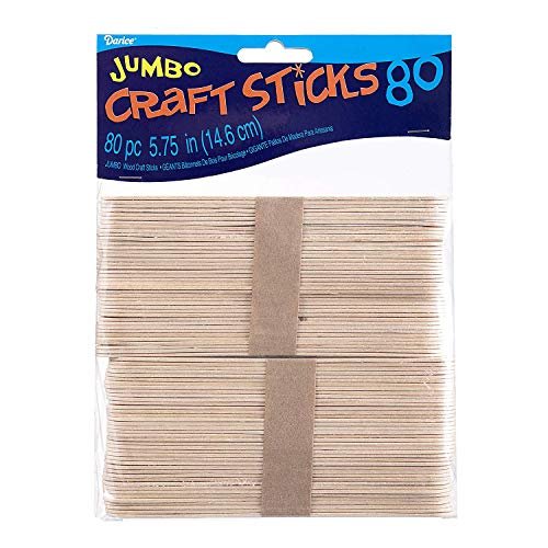  Darice Natural Wood Craft Sticks Jumbo, 80 Piece (5.75