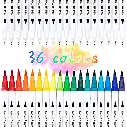  TANMIT Dual Colored Markers, 40 Color Dual Tip Brush Pens,  Double-end Thin Art Marker, Bright Detail Drawing Pen Set for Adult  Coloring Book, Journal and More (20 Pack) : Arts