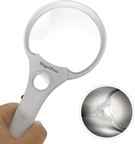 Lighted Magnifying Glass 3X 45x Magnifier Lens - Handheld Magnifying Glass  with Light for Reading Small Prints, map, Coins and Jewelry - LED Magnifying  Glass 