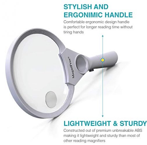 Lighted Magnifying Glass 3X 45x Magnifier Lens - Handheld Magnifying Glass  with Light for Reading Small Prints, map, Coins and Jewelry - LED  Magnifying Glass 