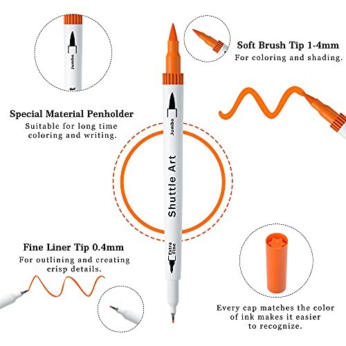 Ohuhu 10 Colors Fineliner Pens, 0.4mm Colored Fine Line Marker Marking Pen  for Journal Book Sketch Drawing Fine Liner Coloring Book 