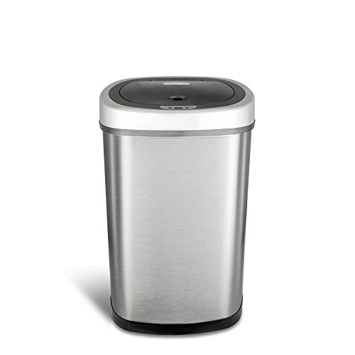 13 Gal. Oval Stainless Steel Automatic Sensor Kitchen Trash Can with Power  Adapter