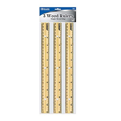 Wooden Ruler 12 (30Cm), Singel Metal Edge, Inches Centimeter