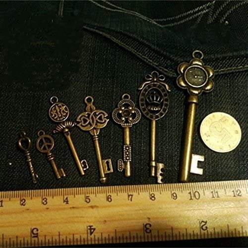 bouti1583 Vintage Skeleton Keys Charm Set Royal Key in Antique Bronze Pack of 12 Keys, 12 Different Style, No Repeat