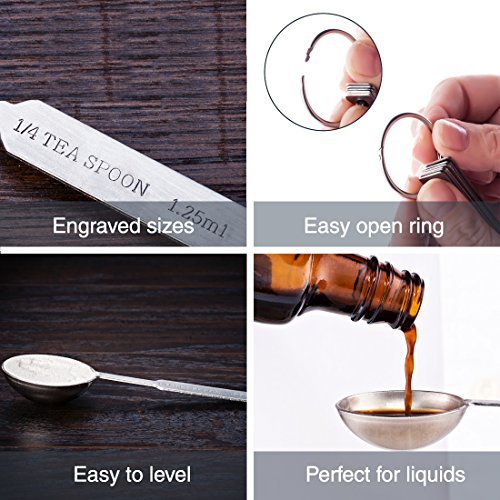 Measuring Cups and Spoons Set by Simply Gourmet. Premium Set of 15  Stainless Steel Measuring Cups and Spoons with level. Includes 7 Engraved  Metal