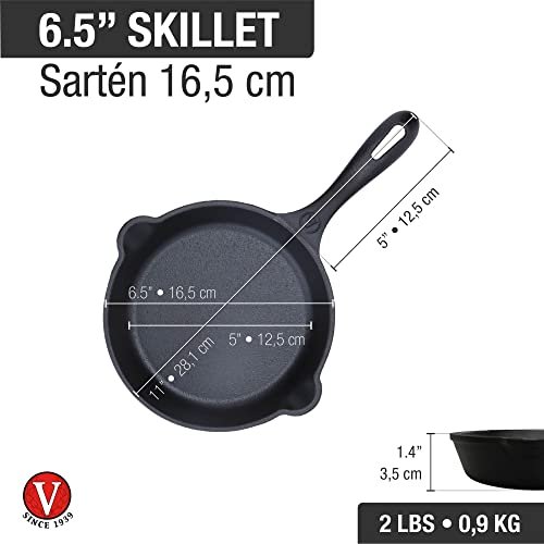  Victoria 6.5 Inch Mini Cast Iron Skillet. Small Frying