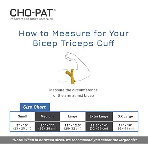 Cho-Pat Bicep/Tricep Cuff, Compression Brace for Bicep/Tricep Tendonitis,  Weight Lifting Strains, and Inflammation, Medium, Made in the USA