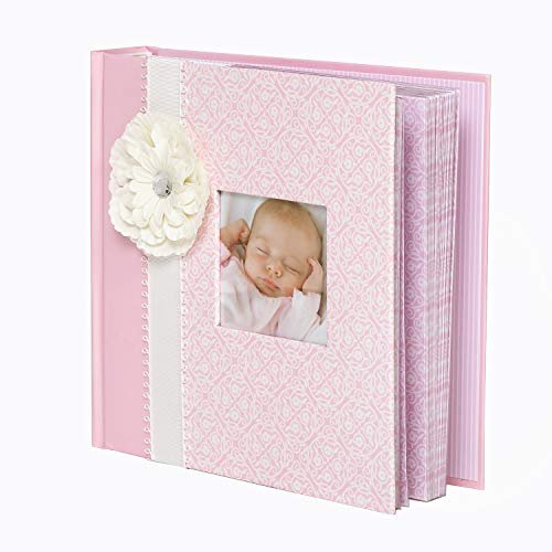 C.R. Gibson Pink Photo Album Baby Book for Girls, 10.4 x 9.7 x 1.9 inches,  80 Pages - Imported Products from USA - iBhejo