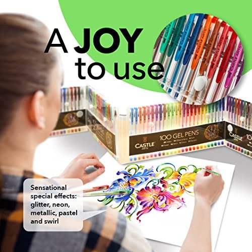 100 Colors Gel Pen Set Glitter Metallic Colored Ink For Adult Coloring  Drawing Marker Pens Scrapbooks Journals Art Supplies