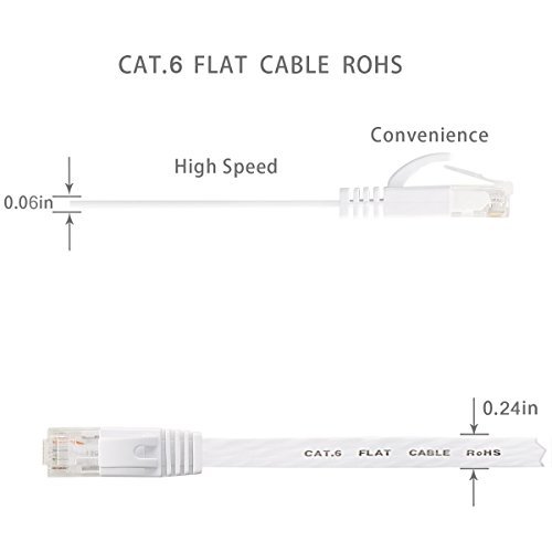 50FT CAT7 CAT 7 Flat Ethernet Cable LAN RJ45 Internet Router Patch Cord 50  Feet