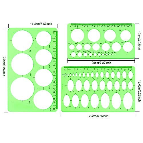 BronaGrand 3pcs Circle Stencils Oval Stationery Template Plastic Measuring  Templates Geometric Rulers Set for DraftingDrawing(Clear - 3pcs Circle  Stencils Oval Stationery Template Plastic Measuring Templates Geometric  Rulers Set for DraftingDrawing