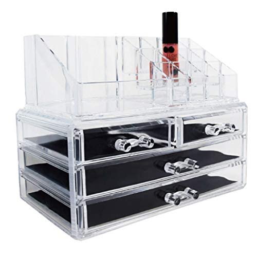 Ikee Design Acrylic Makeup Organizer With 4 Drawers And Removable