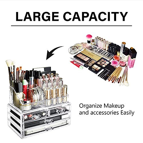 Ikee Design Clear Cosmetic Storage Organizer, Clear Makeup Organizer  Cosmetic Display Case for Vanity, Bathroom Counter or Dresser 1) 1 Top 4  Drawers