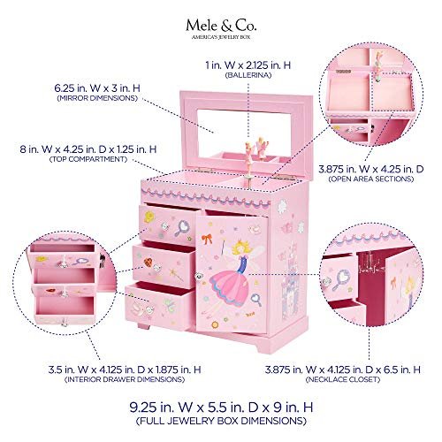 Mele & Co. Krista Ballerina Music Jewelry Box for Girls, Necklace