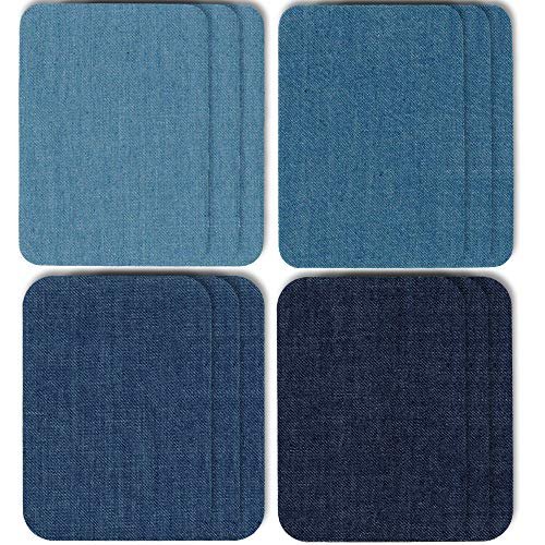  ZEFFFKA Premium Quality Denim Iron-on Jean Patches Inside &  Outside Strongest Glue 100% Cotton Assorted Shades of Blue Black Repair  Decorating Kit 10 Pieces Size 4-1/4 by 3-3/4 (9.8 cm x
