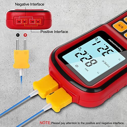 Leaton Digital Thermocouple Thermometer Dual-channel LCD Backlight Temperature Meter Tester for K/J/T/E/R/S/N Great