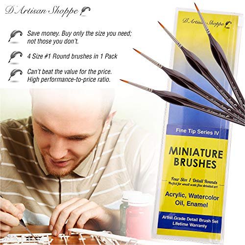 Fine Tip Detail Paint Brushes. Miniature Brushes for Detailing Art for  Acrylic Watercolor Oil - Models, Airplane Kits, Craft, Rock Painting Artist