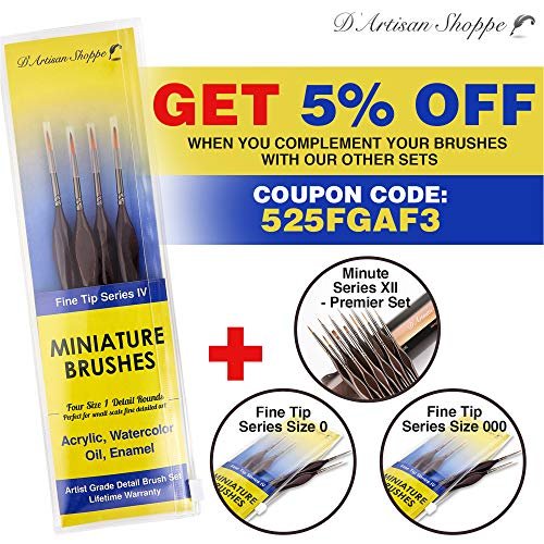 Miniature Paint Brushes Detail Set -12pc Minute Series XII Miniature Brushes for