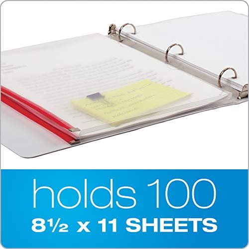Cardinal Binder Pockets with Multicolor Zippers, 3-Hole Punched
