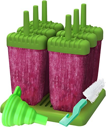 Popsicle Molds 6 Ice Pop Mold Reusable Ice Cream Maker Set with Funnel  Brush