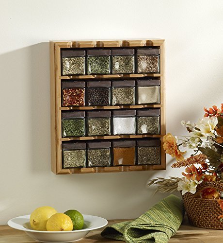 Kamenstein 16 Jar Black Spice Rack Spices Included