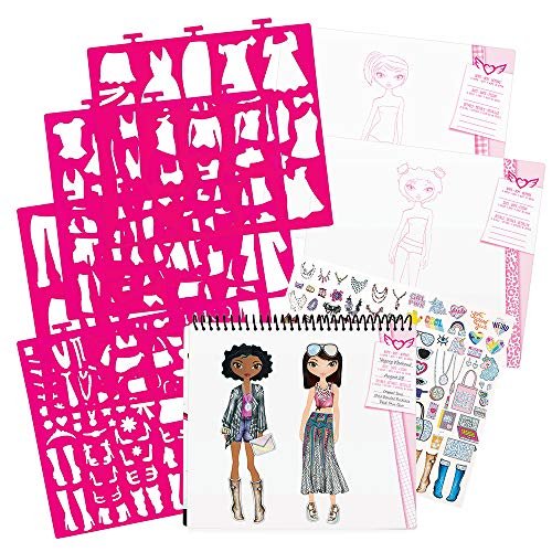 Fashion Angels Fashion Design Sketch Portfolio - Sketch Book for Beginners,  Sketch Pad with Stencils and Stickers for Kids 6 and Up, Brown(Covers May