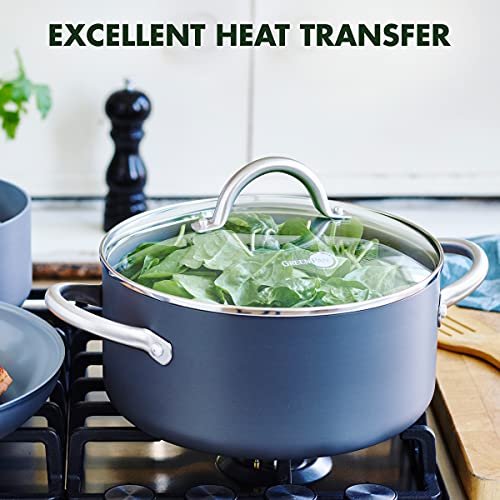 GreenPan Lima Hard Anodized Healthy Ceramic Nonstick 5QT Stock Pot with  Lid, PFAS-Free, Oven Safe, Gray - Imported Products from USA - iBhejo
