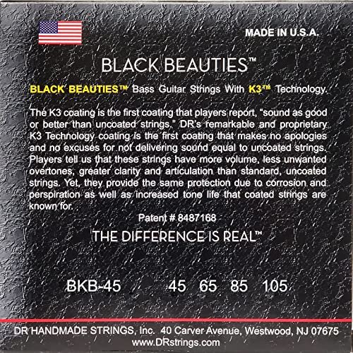  DR Strings Electric Guitar Strings, Black Beauties-Black  Coated, 9-42 (BKE-9) : Musical Instruments