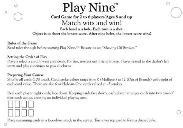 Play Nine The Card Game Of Golf 2-6 Players Strategy Card Game Ages 8+  SEALED