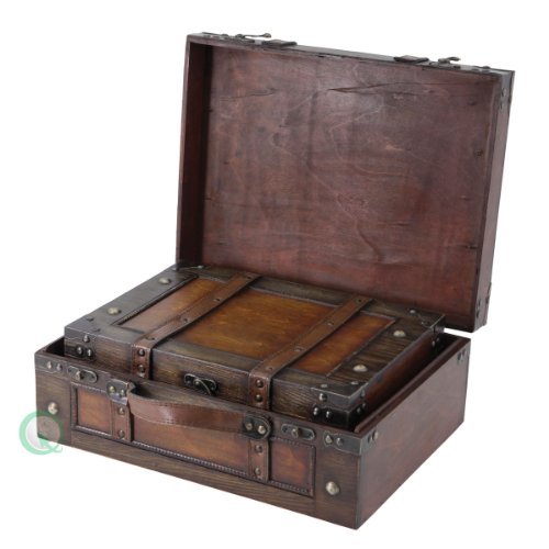  Vintiquewise(TM) Leather Wooden Chest/Trunk : Home & Kitchen